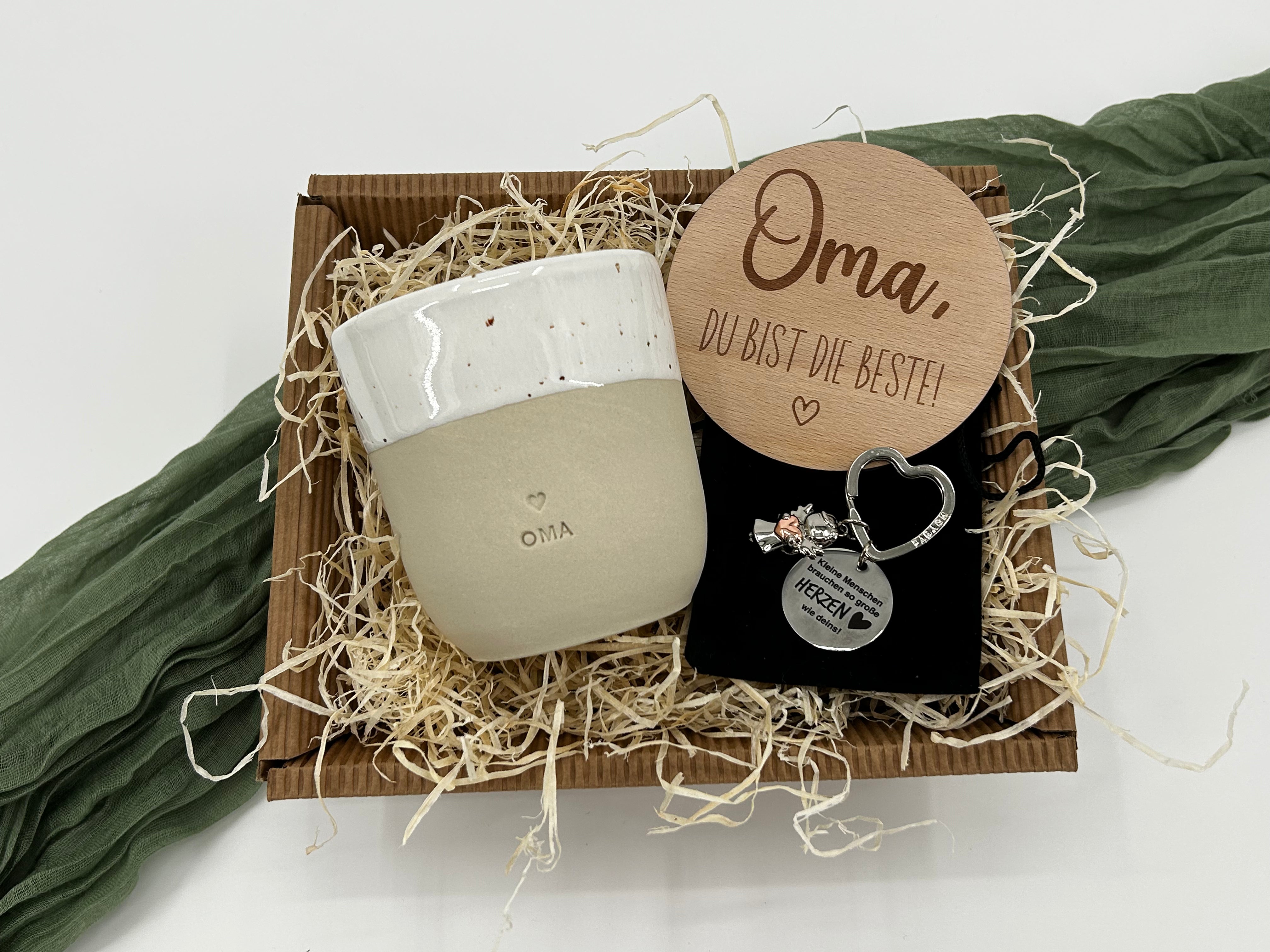 Geschenkset Mama Papa Oma Opa | Personalisiertes Geschenk | Becher, Schlüsselanhänger | Weihnachten, Geburtstag |SET1