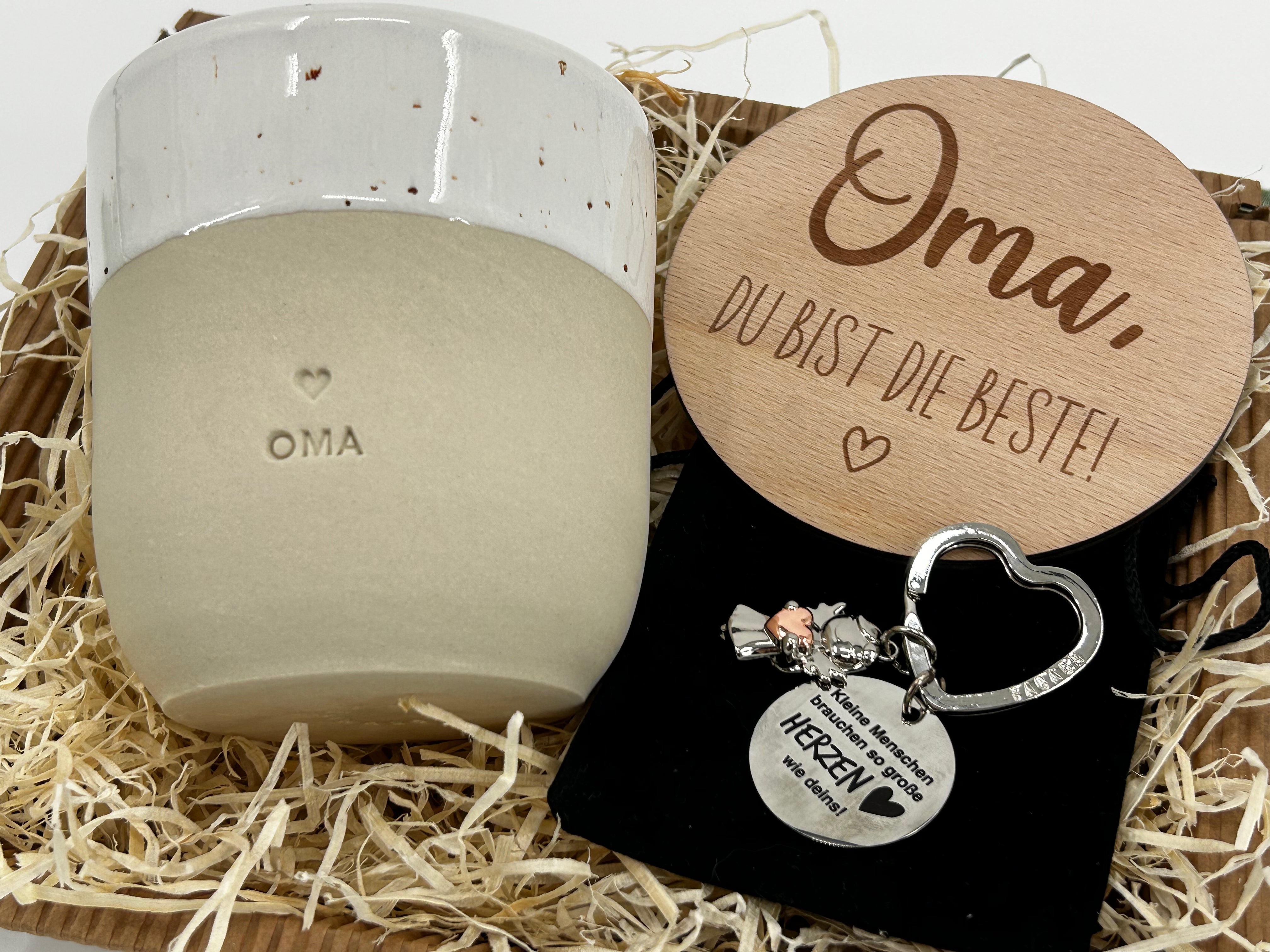 Geschenkset Mama Papa Oma Opa | Personalisiertes Geschenk | Becher, Schlüsselanhänger | Weihnachten, Geburtstag |SET1