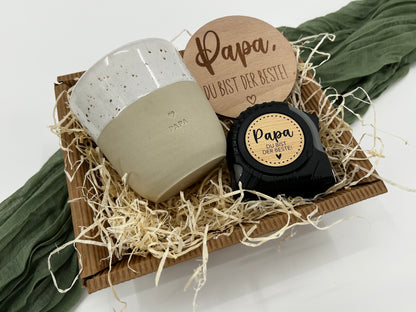 Geschenkset Papa Rollmeter | Personalisiertes Geschenkset | Geschenkbox für Papa oder Opa