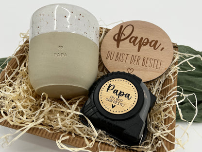 Geschenkset Papa Rollmeter | Personalisiertes Geschenkset | Geschenkbox für Papa oder Opa