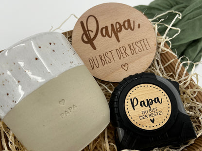 Geschenkset Papa Rollmeter | Personalisiertes Geschenkset | Geschenkbox für Papa oder Opa