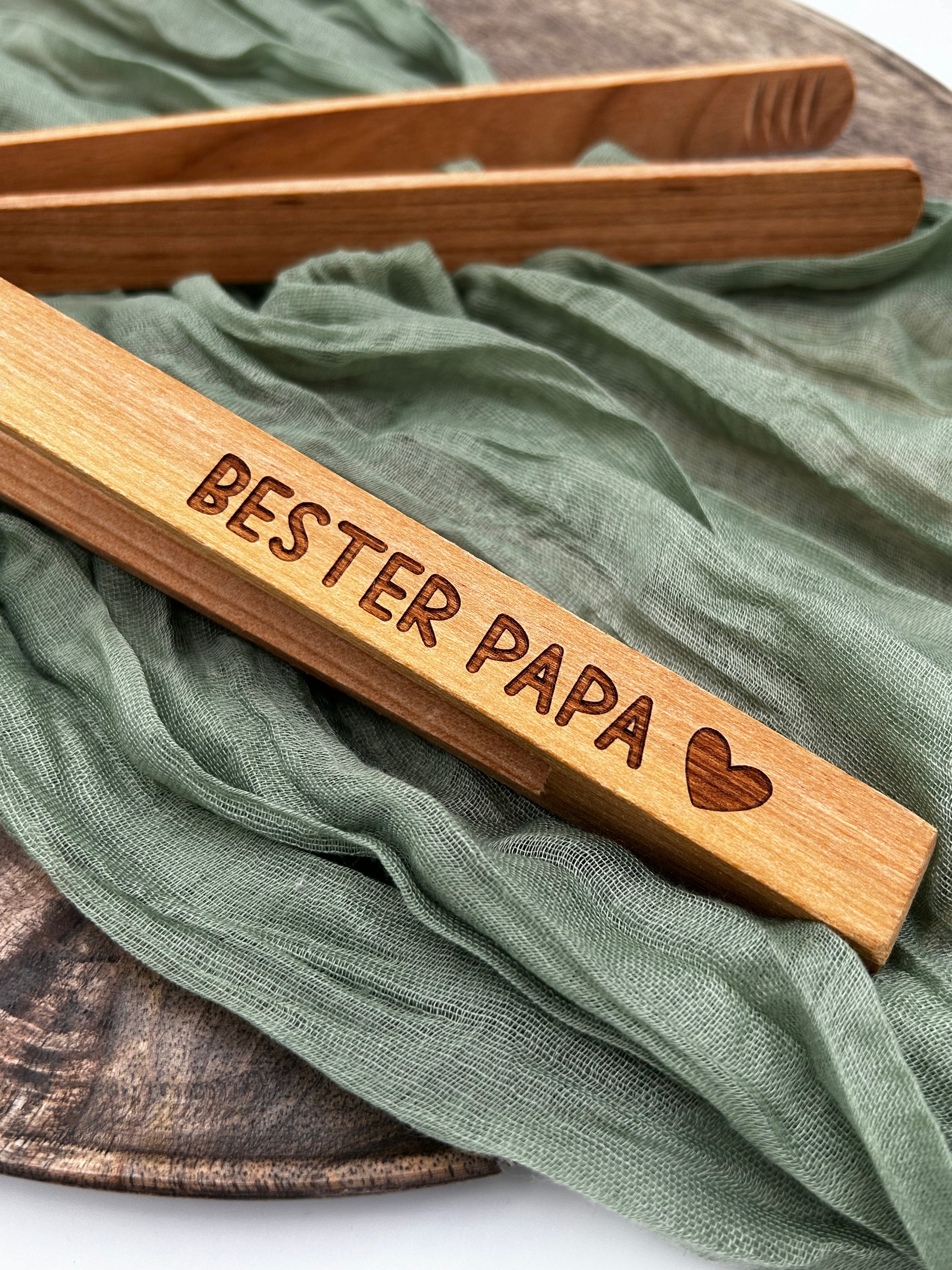 Best Dad/Grandpa | Cherry wood grill tongs with personalized engraving 