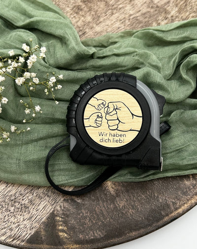 Papa Kinderhände - Personalisiertes Maßband/Rollmaßband/Rollmeter 5m - Produktansicht