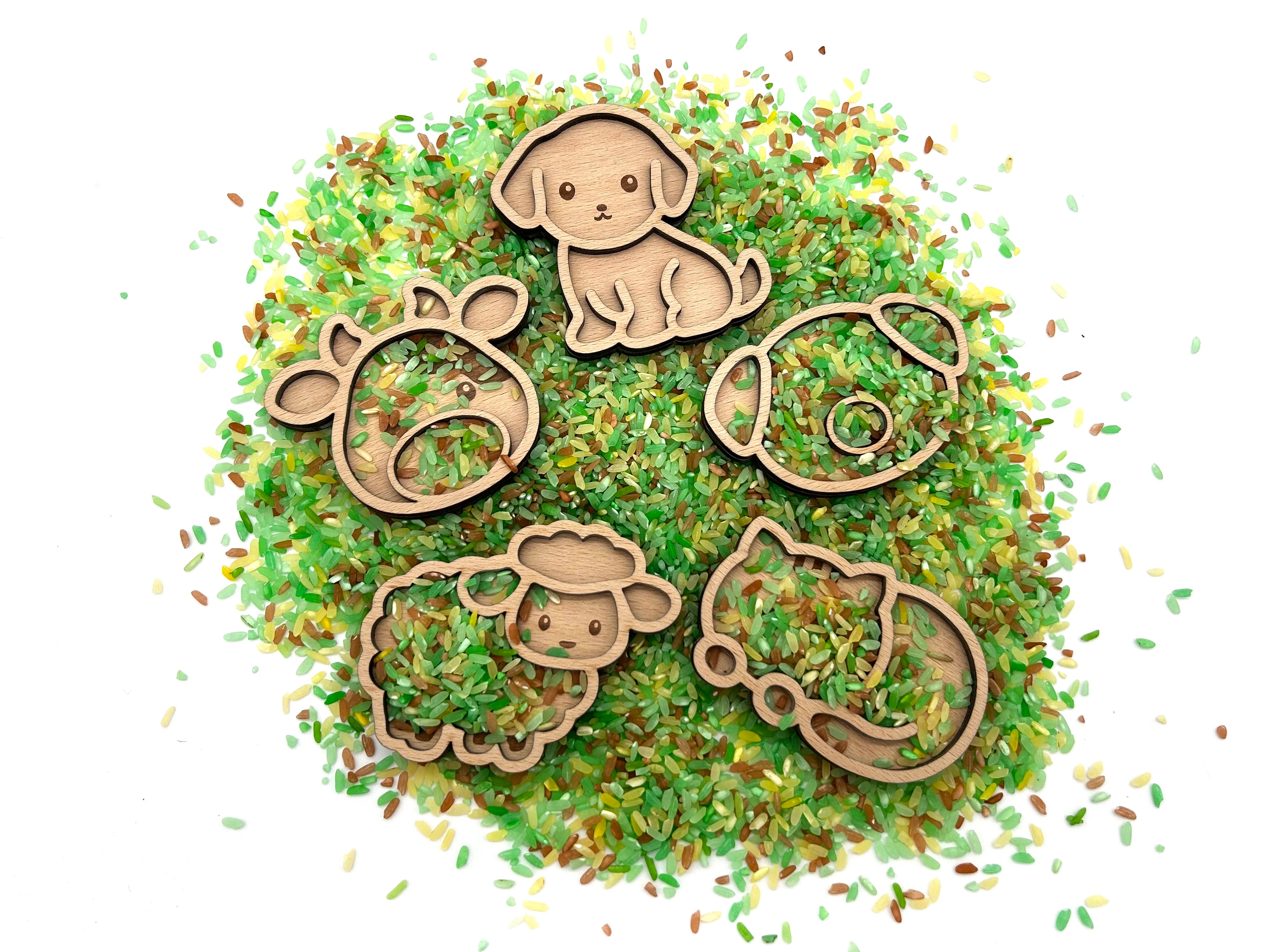Bauernhof Tiere | Personalisierte Sensory Tray Schalen aus Holz | Montessori inspiriertes Spielzeug | Sensorik-Spiel für IKEA Flisat/Trofast | Holzspielzeug