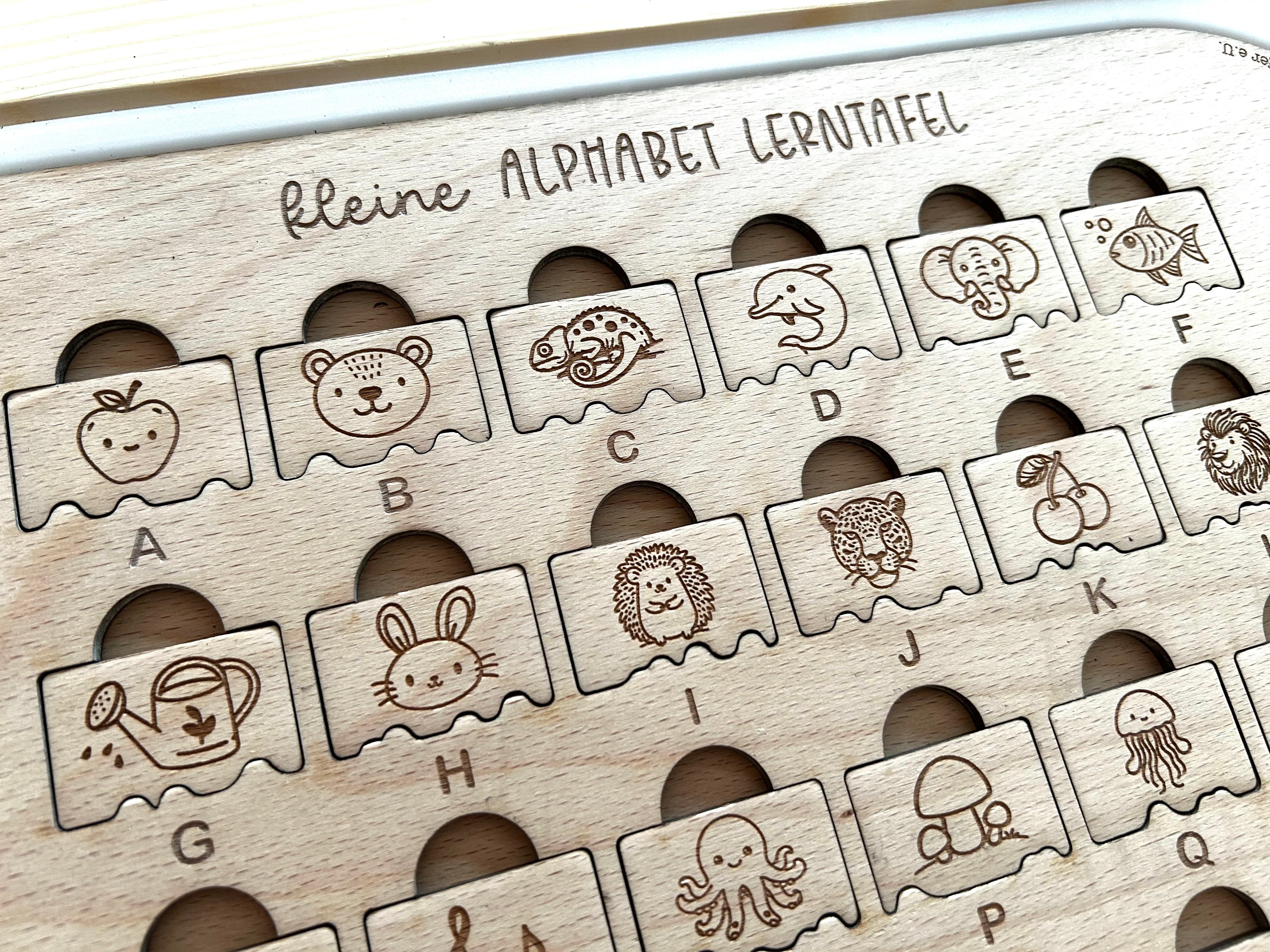 ABC Lernplatte Montessori aus Holz – Sensorikspiel für Kinder | Trofast kompatibel | Feinmotorik fördern | Aktivitätsplatte (Kopie)