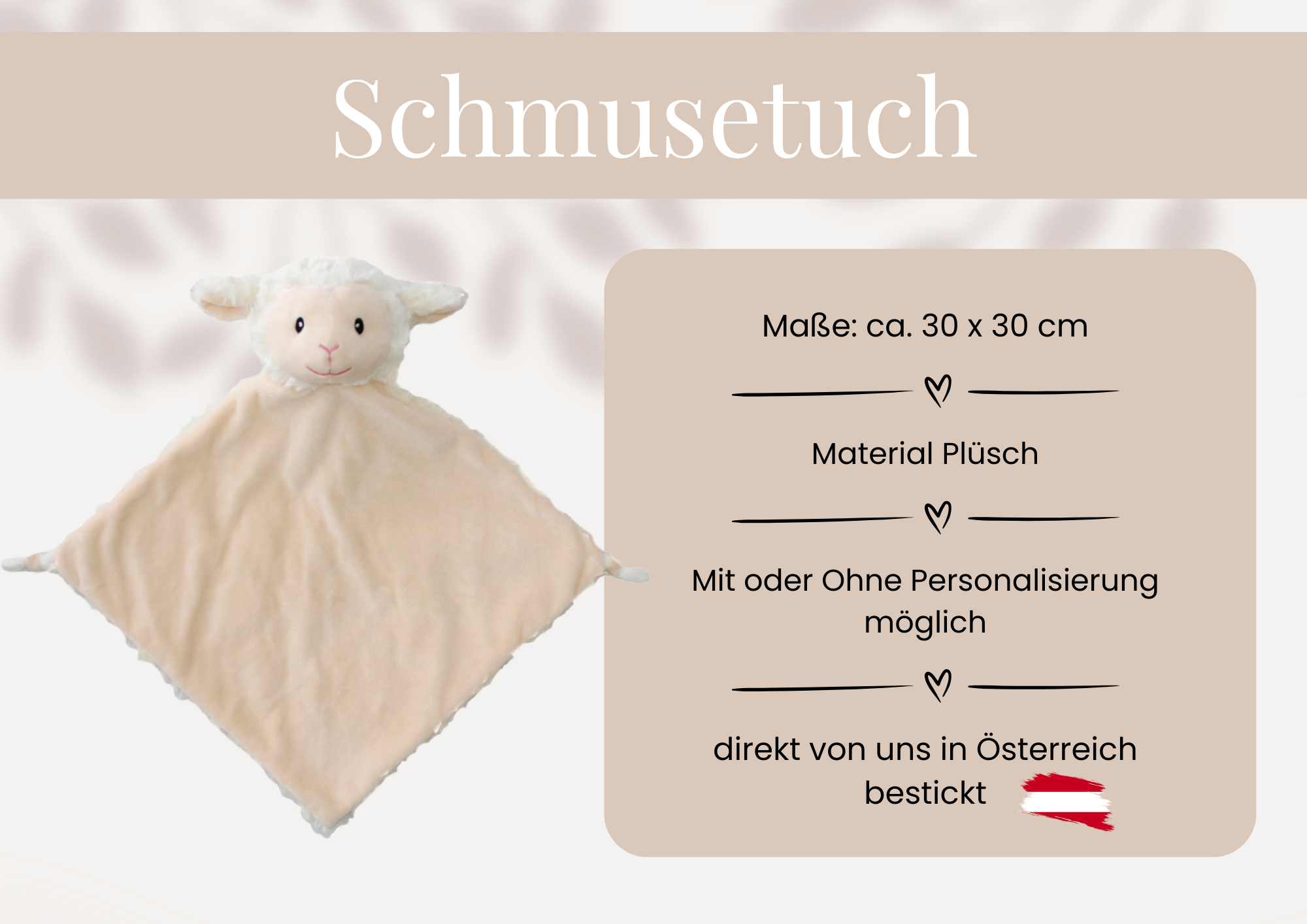 Personalisierte Schmusetuch mit Namen – Kuscheltier Schnuffeltuch Baby – Geschenk zur Geburt oder Taufe