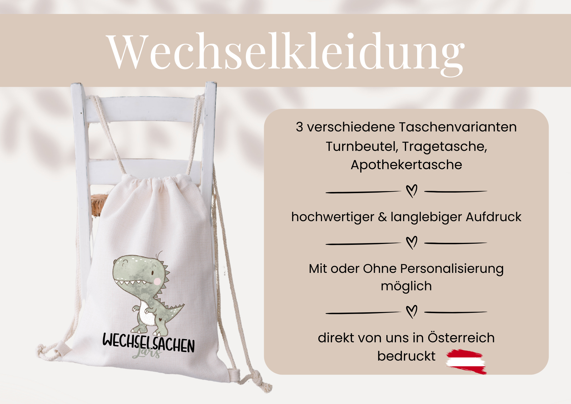 Wechselkleidung Beutel mit Name – Stofftasche Kita & Kindergarten | Esel