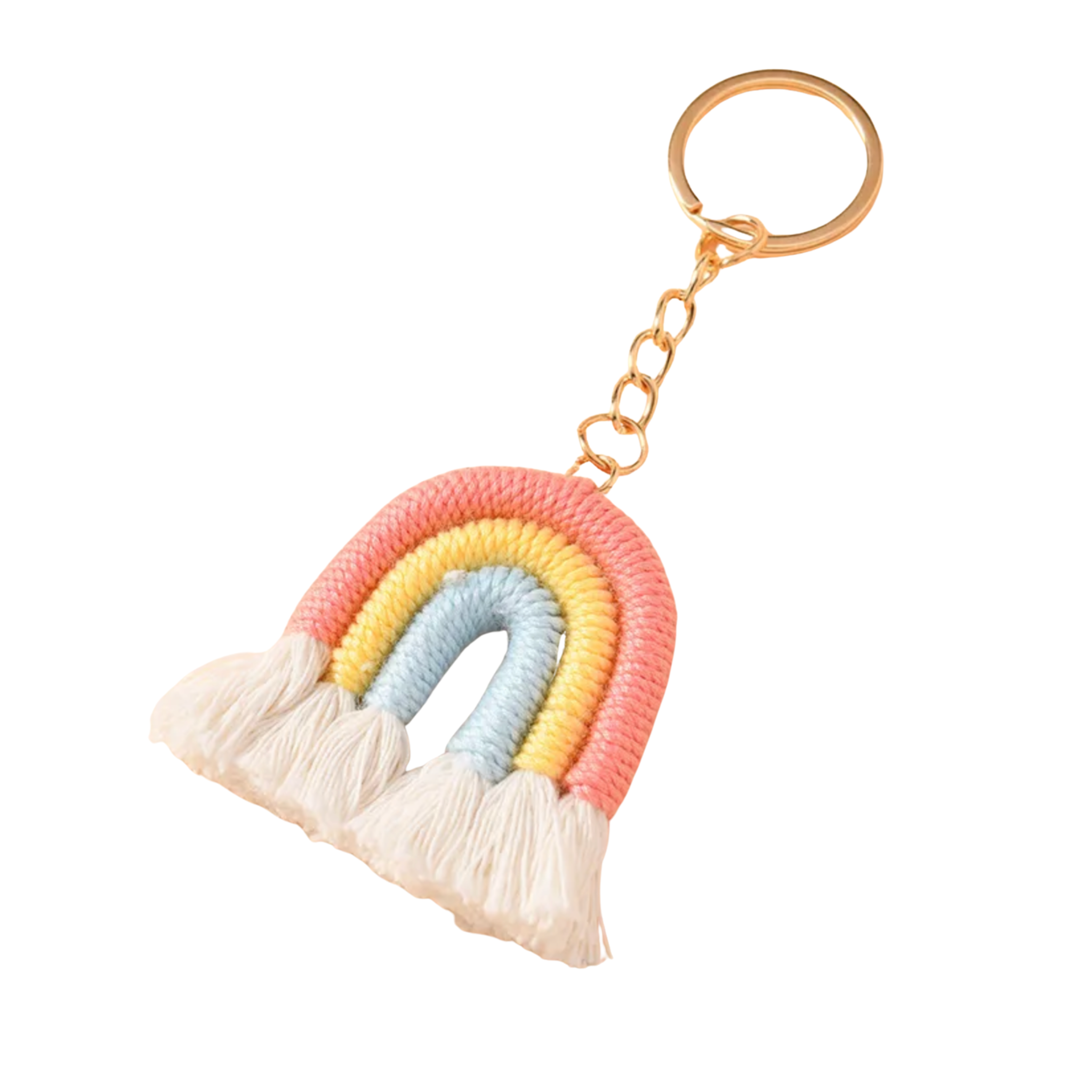Makramee Schlüsselanhänger Regenbogen - Bunt