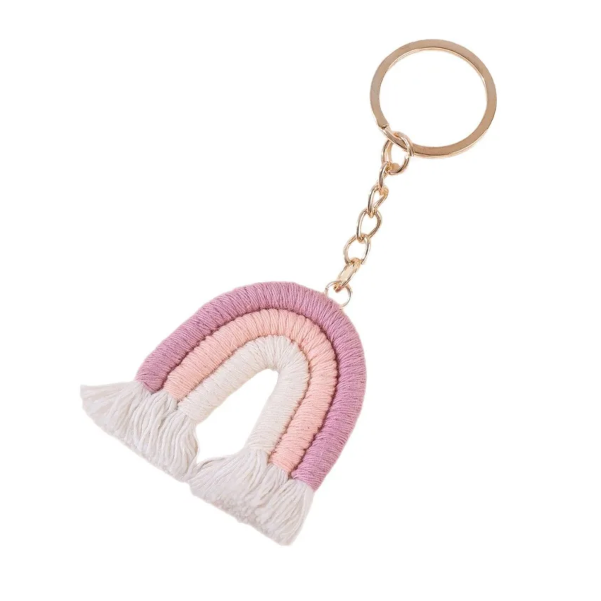 Makramee Schlüsselanhänger Regenbogen - Rosa