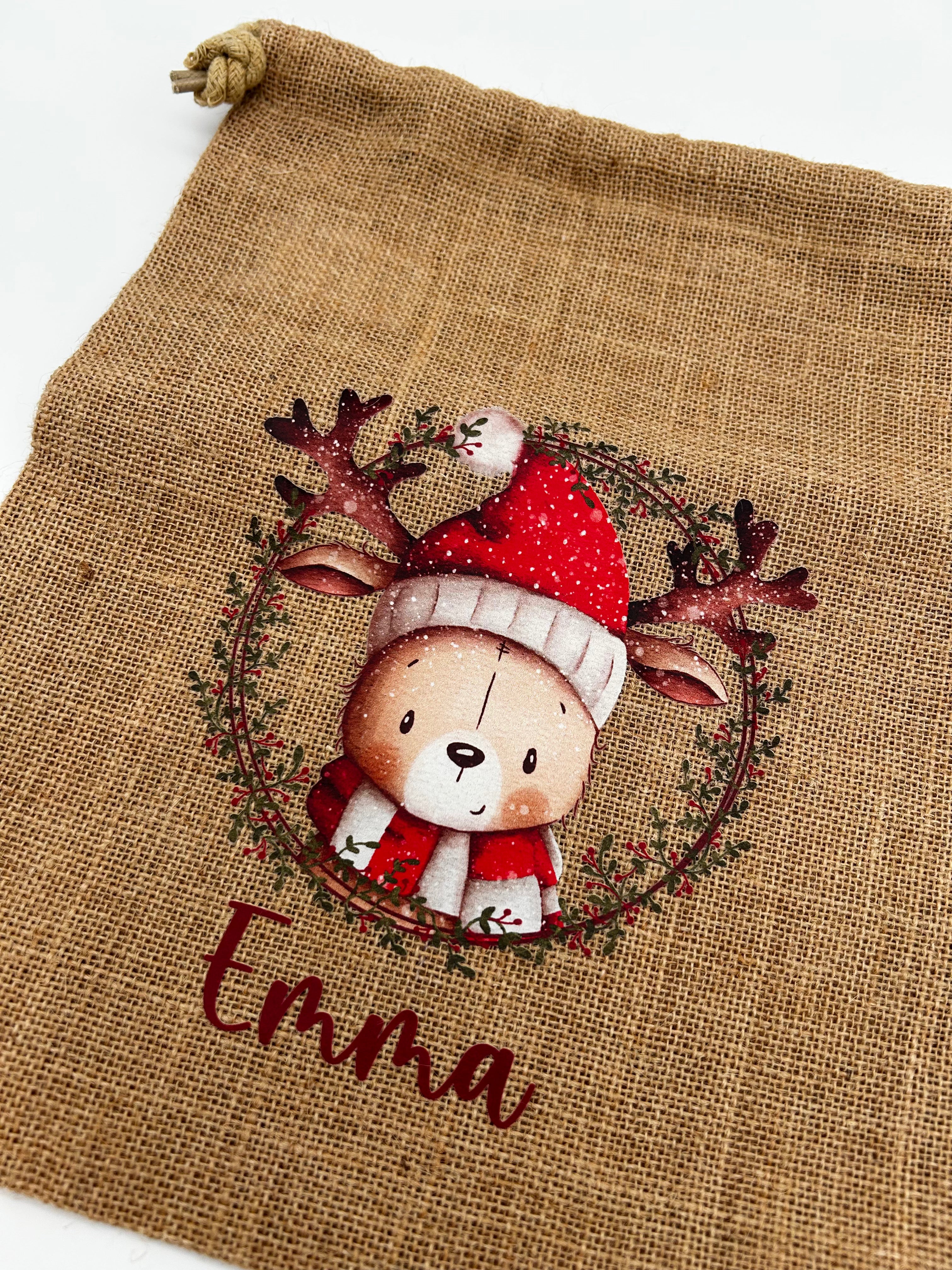 Personalisiertes Nikolaus Säckchen aus Baumwolle/Jute – Geschenkbeutel für Kinder – Nachhaltige Verpackung – Nikolausbeutel mit Name