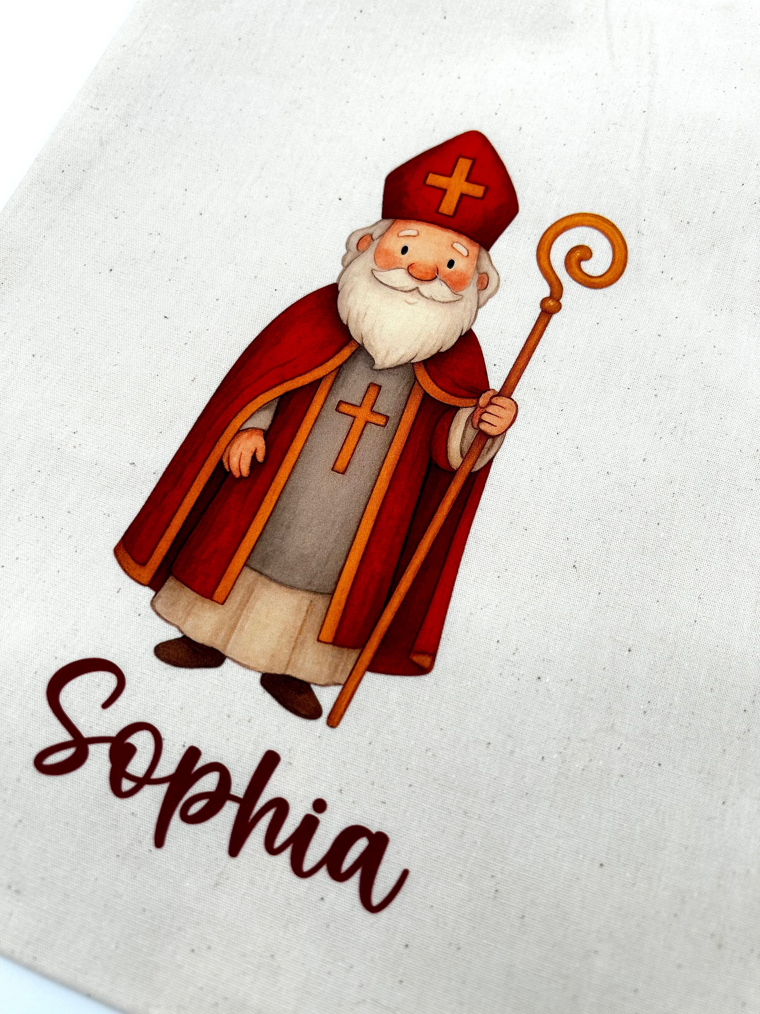 Personalisiertes Nikolaus Säckchen aus Baumwolle/Jute – Geschenkbeutel für Kinder – Nachhaltige Verpackung – Nikolausbeutel mit Name
