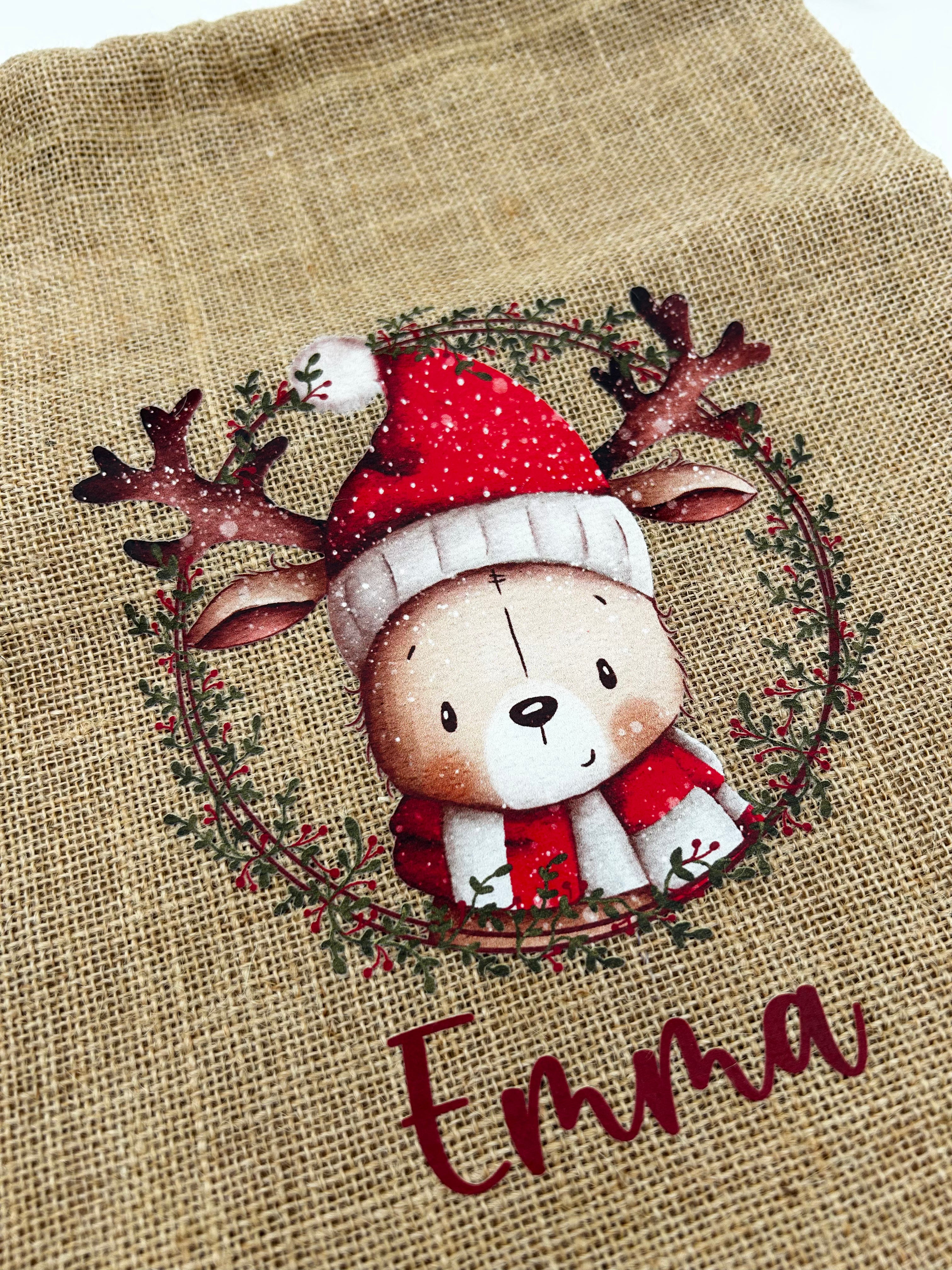 Personalisiertes Nikolaus Säckchen aus Baumwolle/Jute – Geschenkbeutel für Kinder – Nachhaltige Verpackung – Nikolausbeutel mit Name