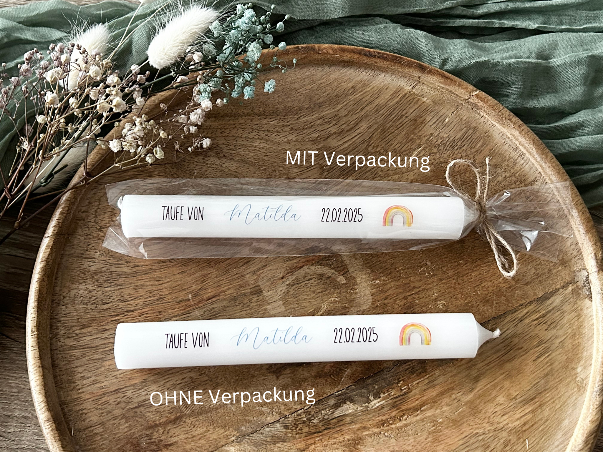 Taufe Stabkerze Gastgeschenk