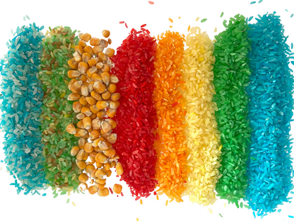 Regenbogen Reis | Sensorischer Spielreis – 500g bunter Fühlreis für Kinder & Montessori