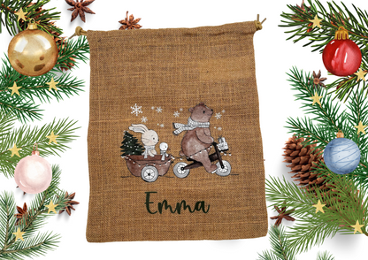 Personalisiertes Nikolaus Säckchen aus Baumwolle/Jute – Geschenkbeutel für Kinder – Nachhaltige Verpackung – Nikolausbeutel mit Name