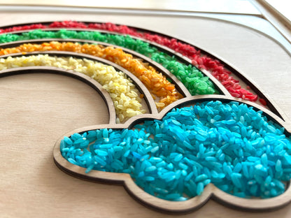 Regenbogen Reis | Sensorischer Spielreis – 500g bunter Fühlreis für Kinder & Montessori