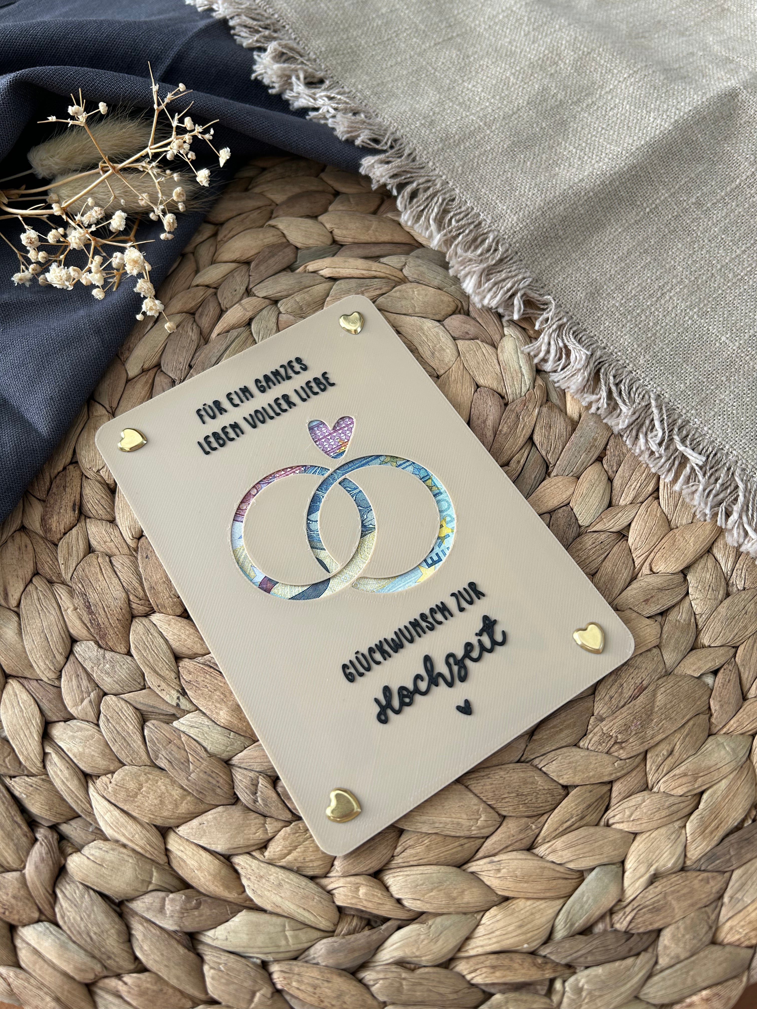 Geldgeschenk Hochzeit - Geldgeschenkkarte für das Brautpaar - Kreative Geschenkidee zur Hochzeit Ringe