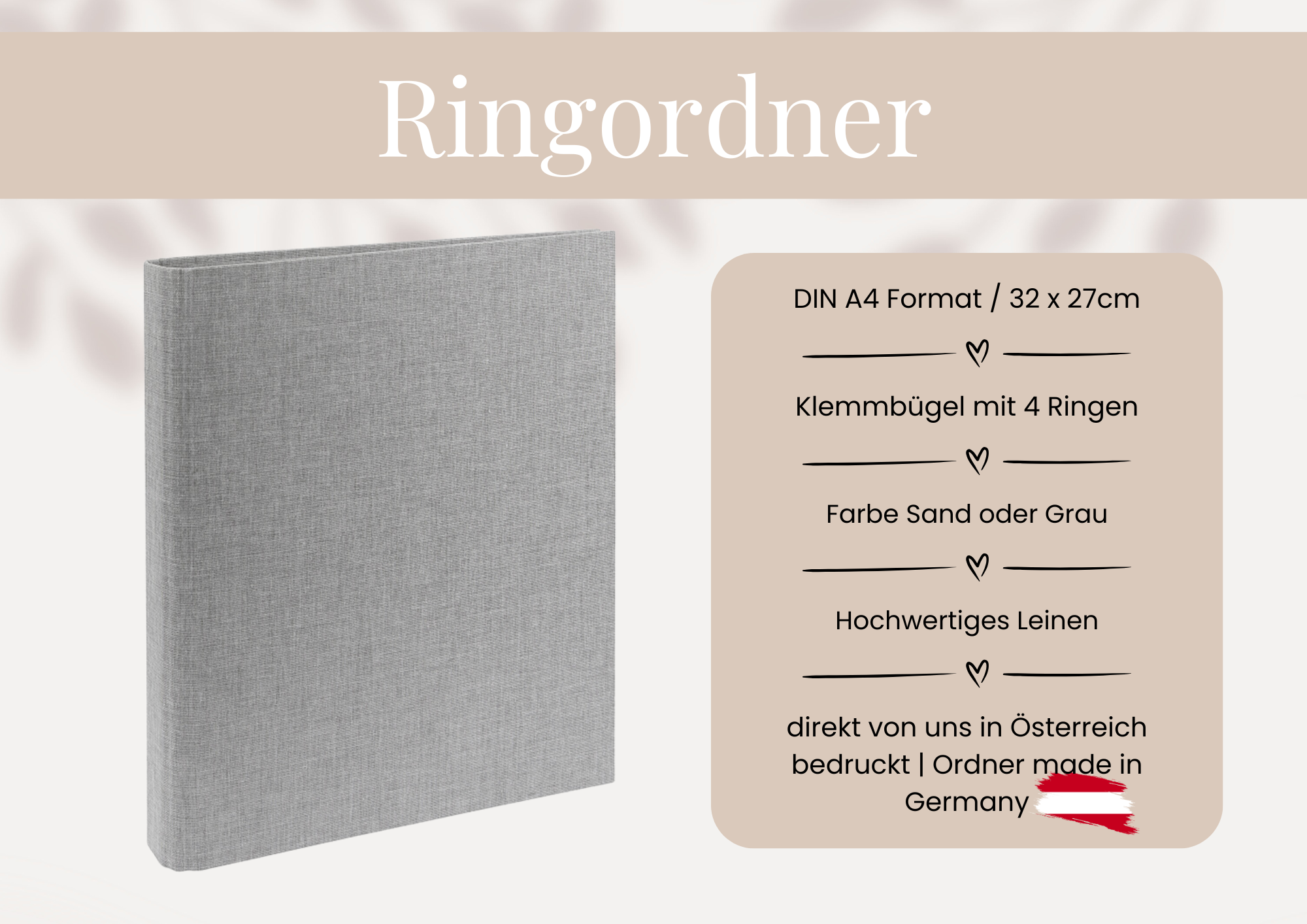 Personalisierter Ringordner zur Geburt – DIN A4 Dokumentenordner für Babyunterlagen – Geschenk zur Geburt, Taufe, Schwangerschaft – Leinen Ordner mit Name | 5