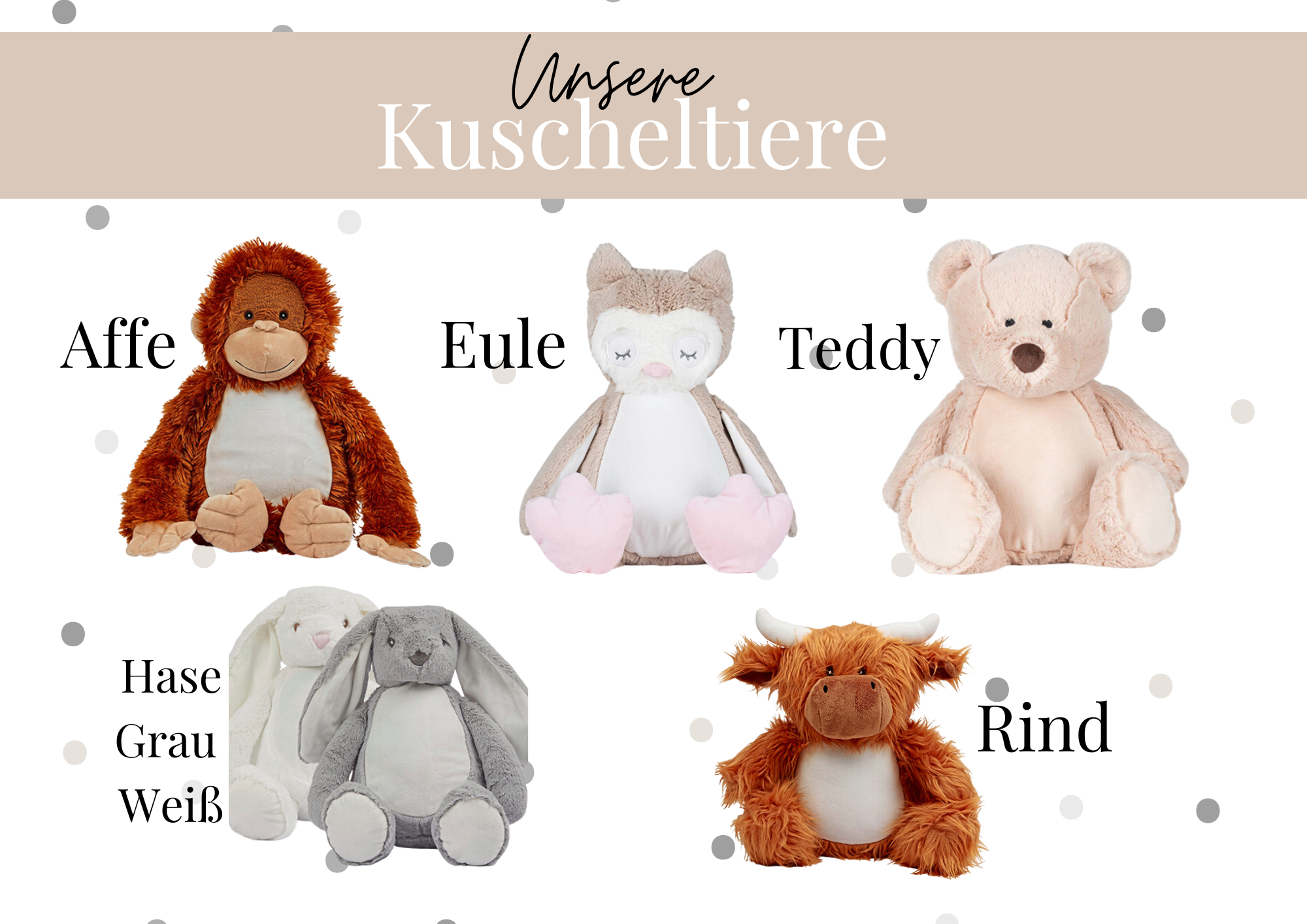 Kuscheltiere mit Geburtsdaten