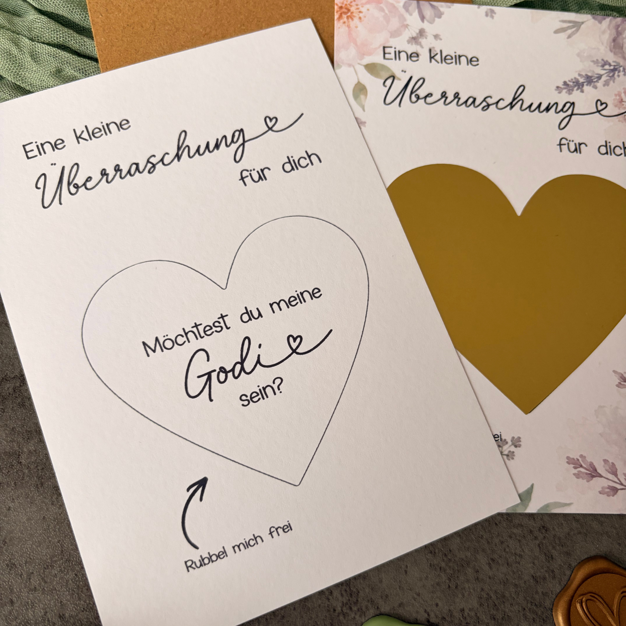 Rubbelkarte Überraschung „Willst du meine Godi sein“ - Patentante Fragen