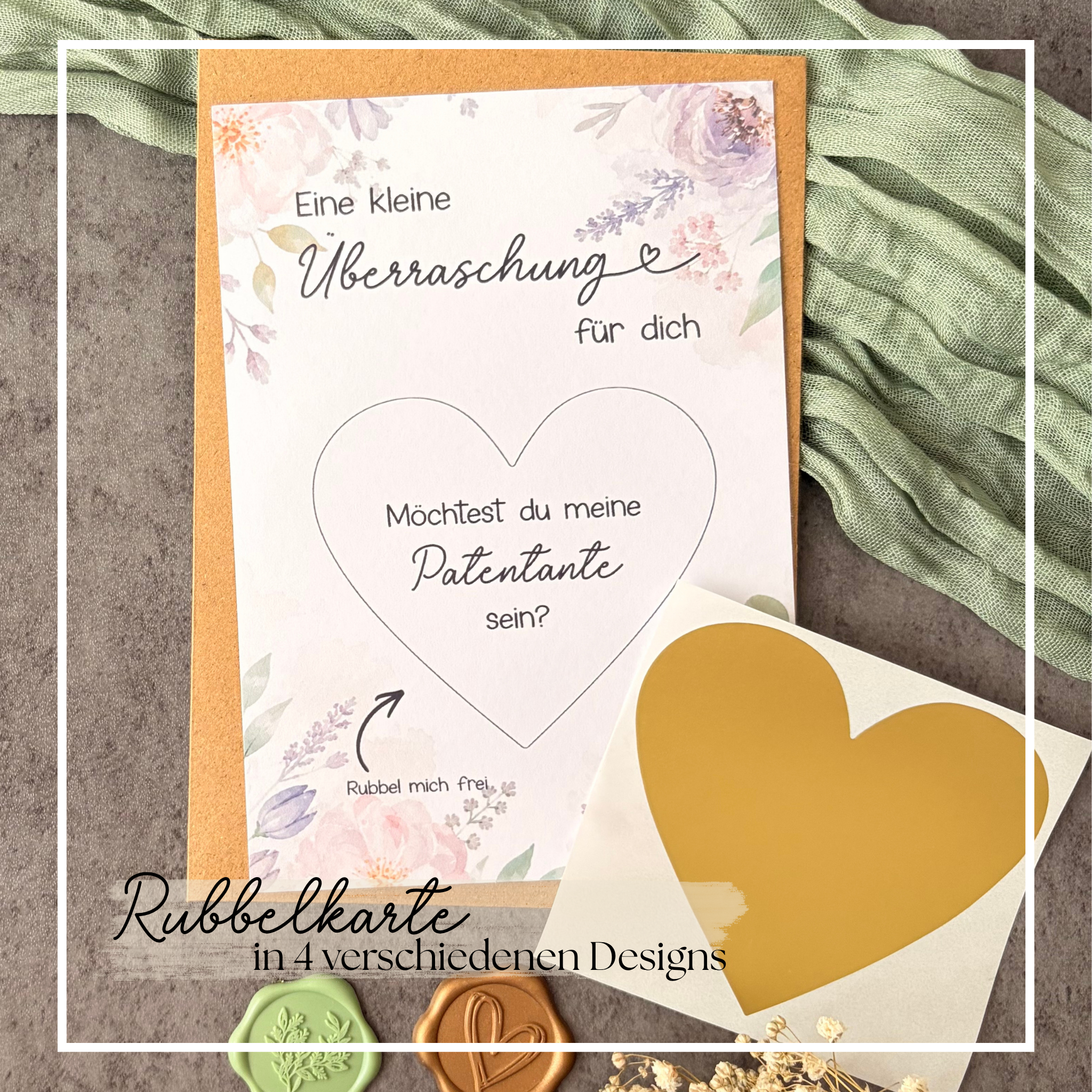 Rubbelkarte Überraschung „Willst du meine Patentante sein“ - Patentante Fragen