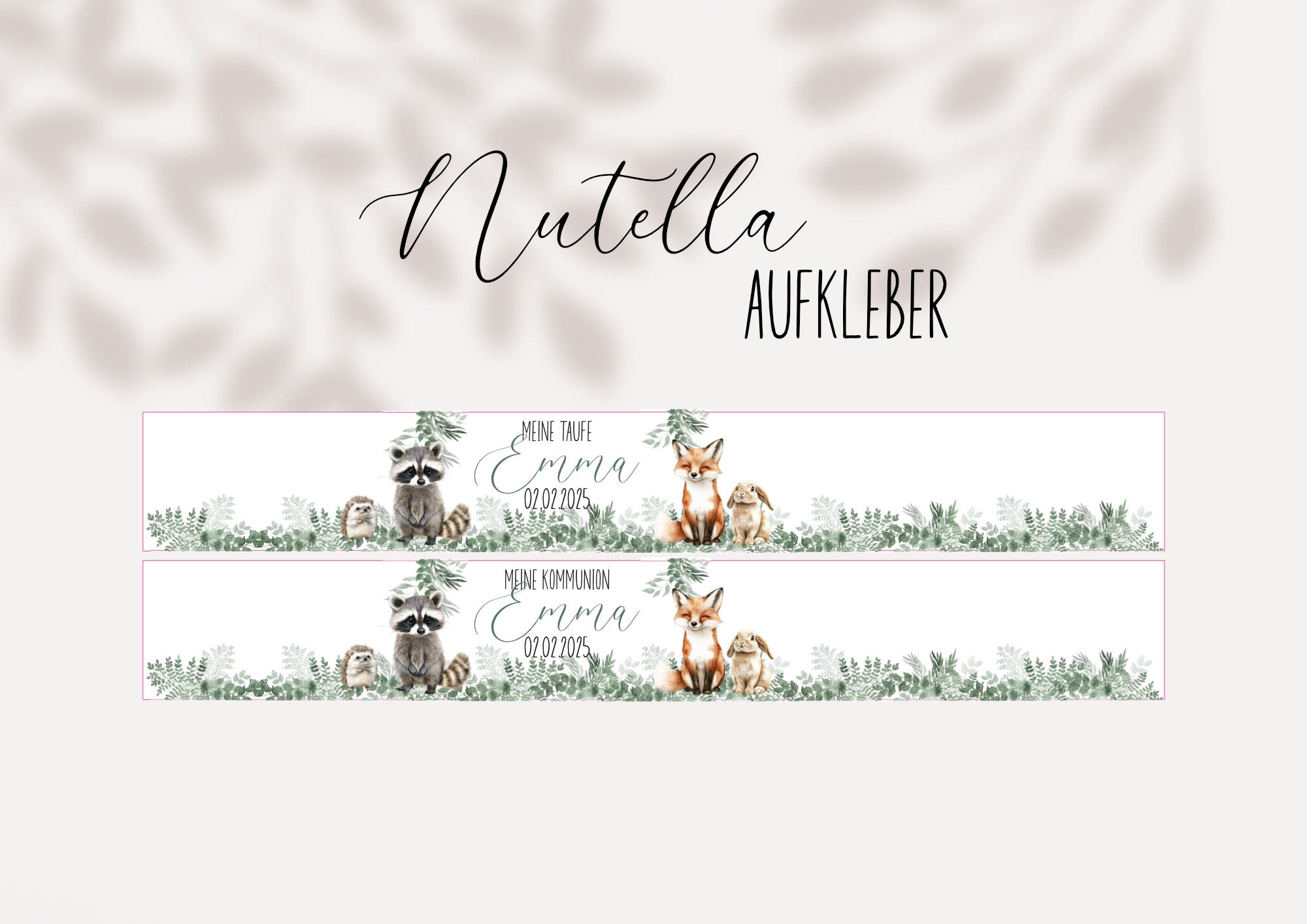 Mini Nutella Aufkleber | Waldtiere