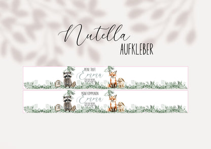Mini Nutella Aufkleber | Waldtiere