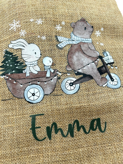 Personalisiertes Nikolaus Säckchen aus Baumwolle/Jute – Geschenkbeutel für Kinder – Nachhaltige Verpackung – Nikolausbeutel mit Name
