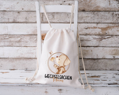 Wechselkleidung Beutel mit Name – Stofftasche Kita & Kindergarten | Be happy