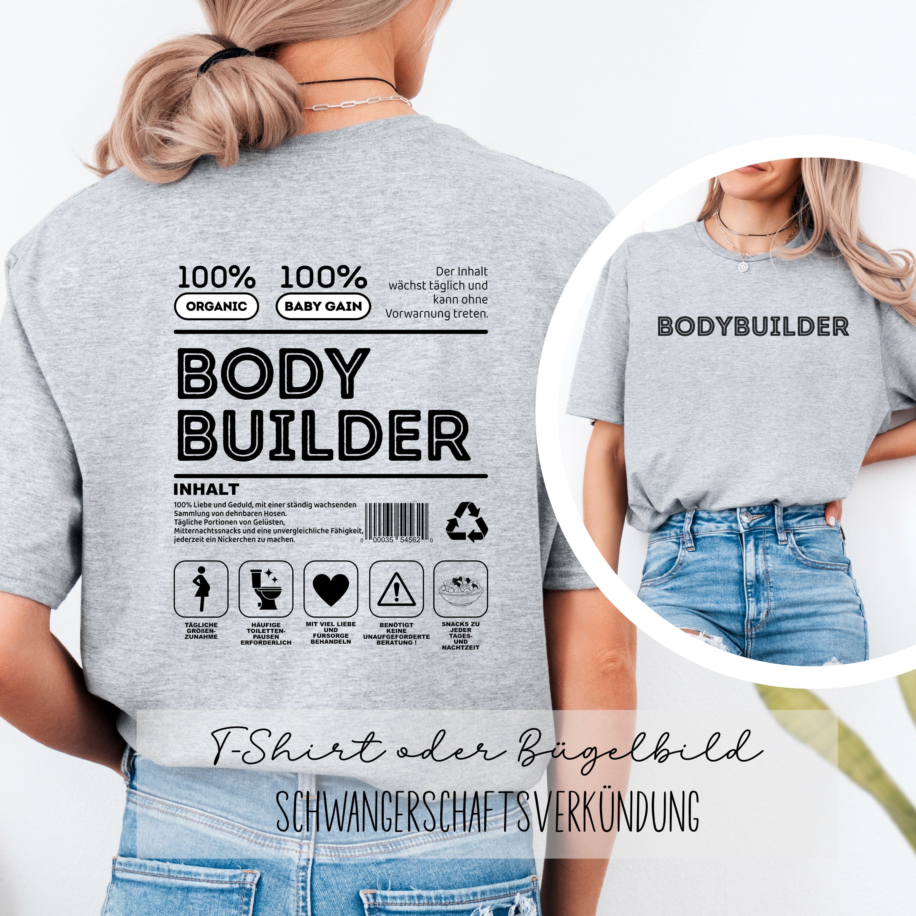 BODYBUILDER | T-Shirt & Bügelbild | Schwangerschaftsverkündung