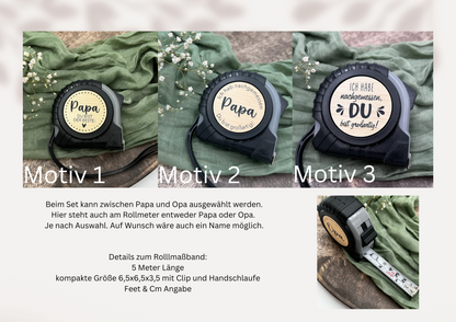 Geschenkset Papa Rollmeter | Personalisiertes Geschenkset | Geschenkbox für Papa oder Opa