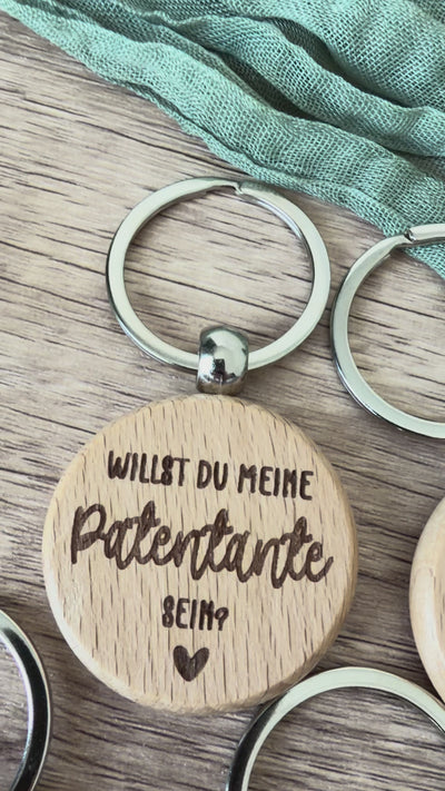Godi Patentante Schlüsselanhänger aus Holz