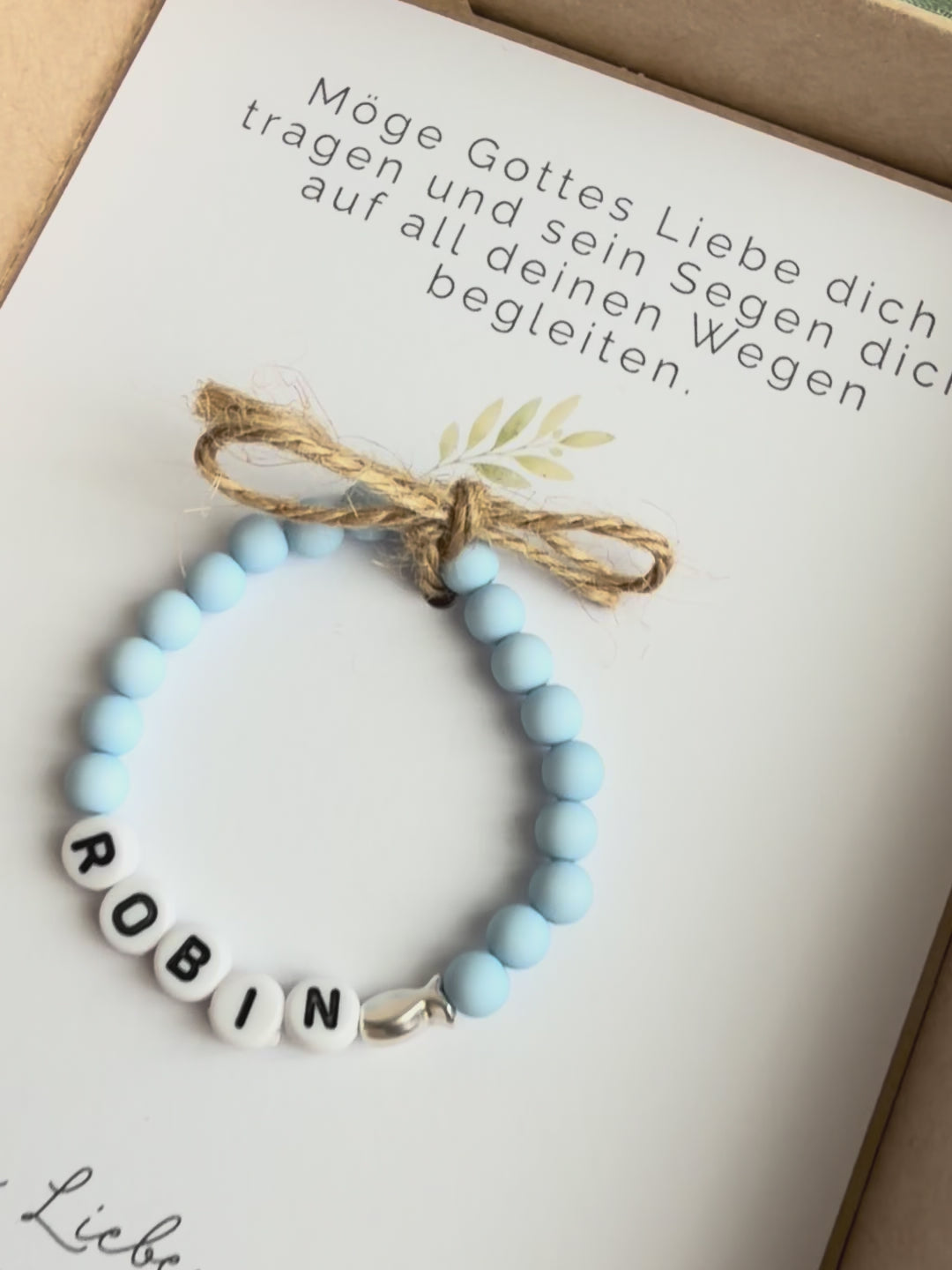 Geschenkbox zur Taufe mit Perlenarmband - Arche Noah