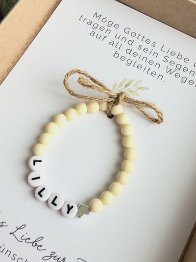 Geschenkbox zur Taufe mit Perlenarmband - Hase