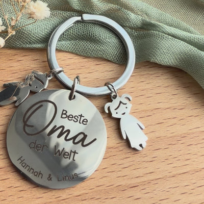 Personalisierter Schlüsselanhänger „Beste Mama/Oma“ mit Kindern