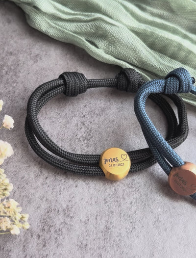 Kindername Herz | Paracord-/Segelseil-Armband mit Metallschieber