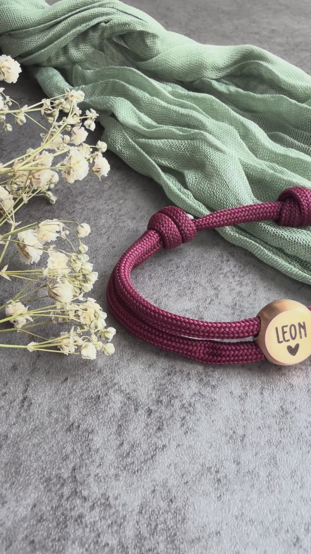Herz | Paracord-/Segelseil-Armband mit Metallschieber
