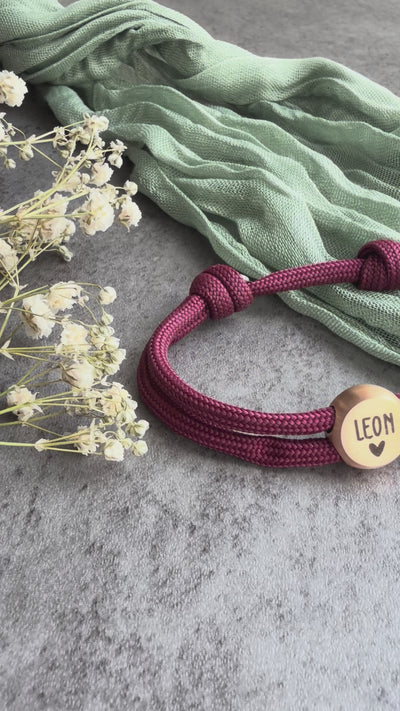 Herz | Paracord-/Segelseil-Armband mit Metallschieber