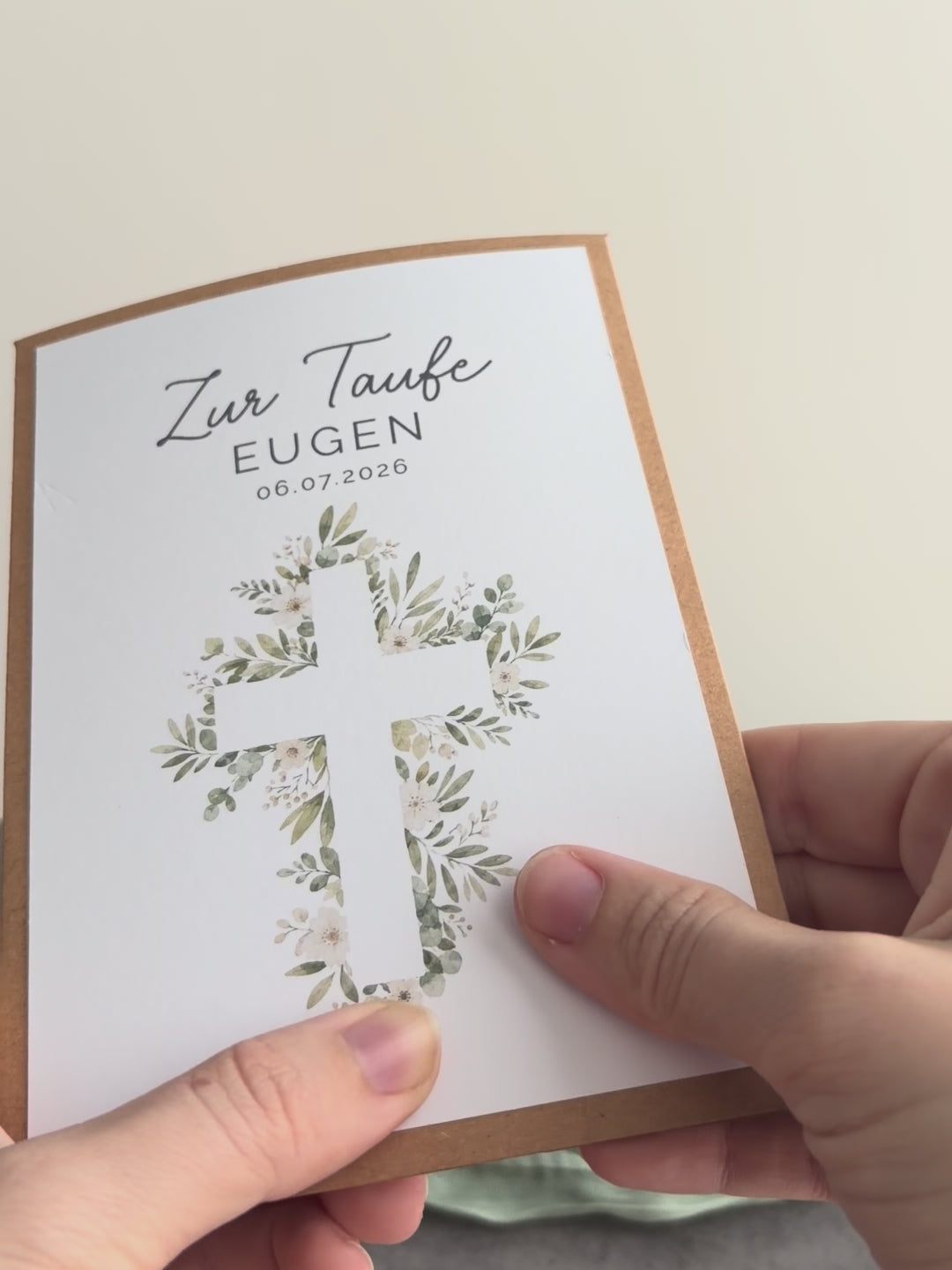Taufgeschenk mit Perlenarmband im Pocketfold - Kreuz
