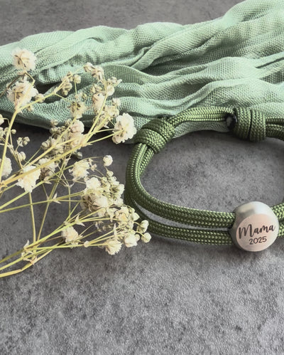 Mama/Papa Kind | Paracord-/Segelseil-Armband mit Metallschieber