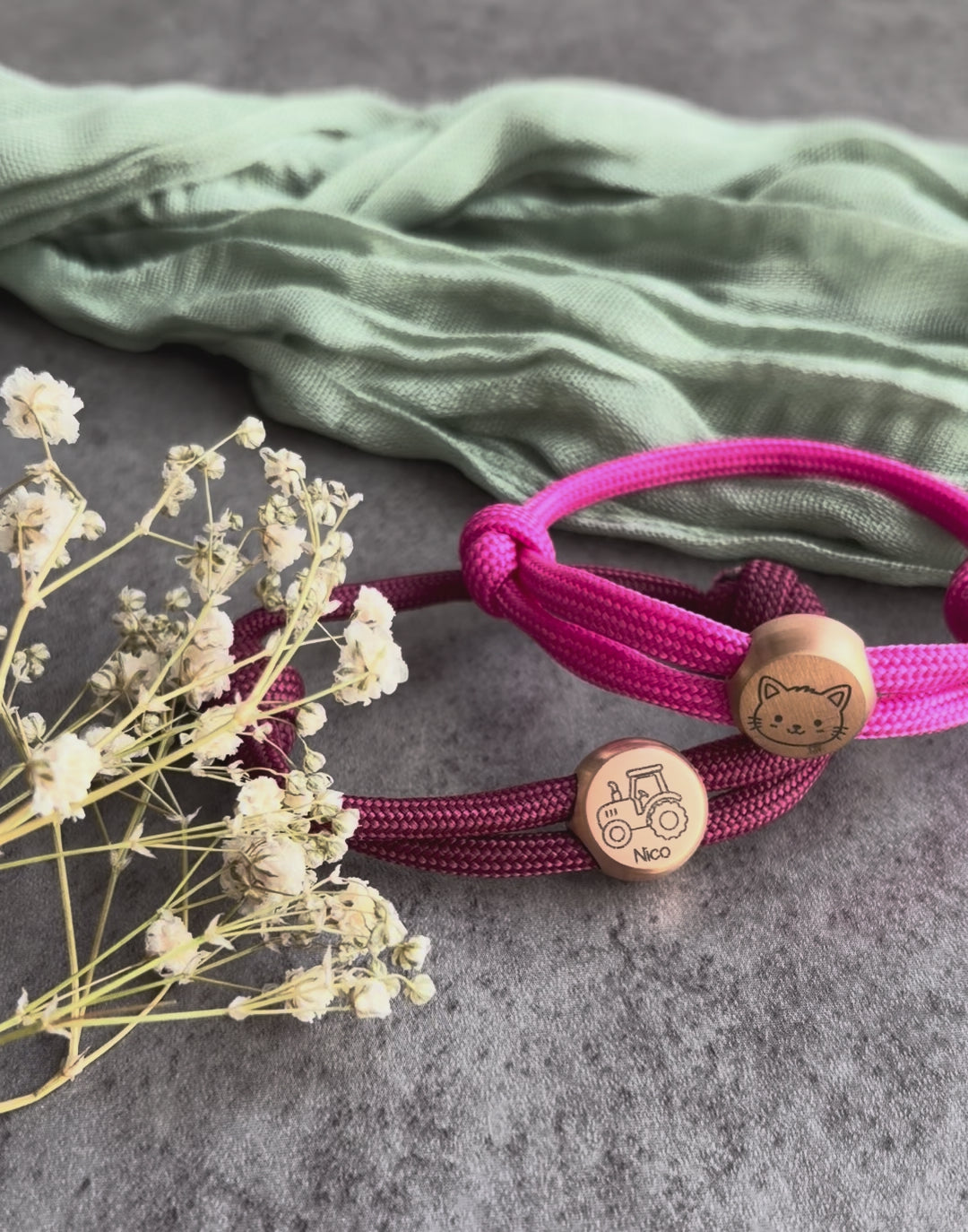 Kinder | Paracord-/Segelseil-Armband mit Metallschieber
